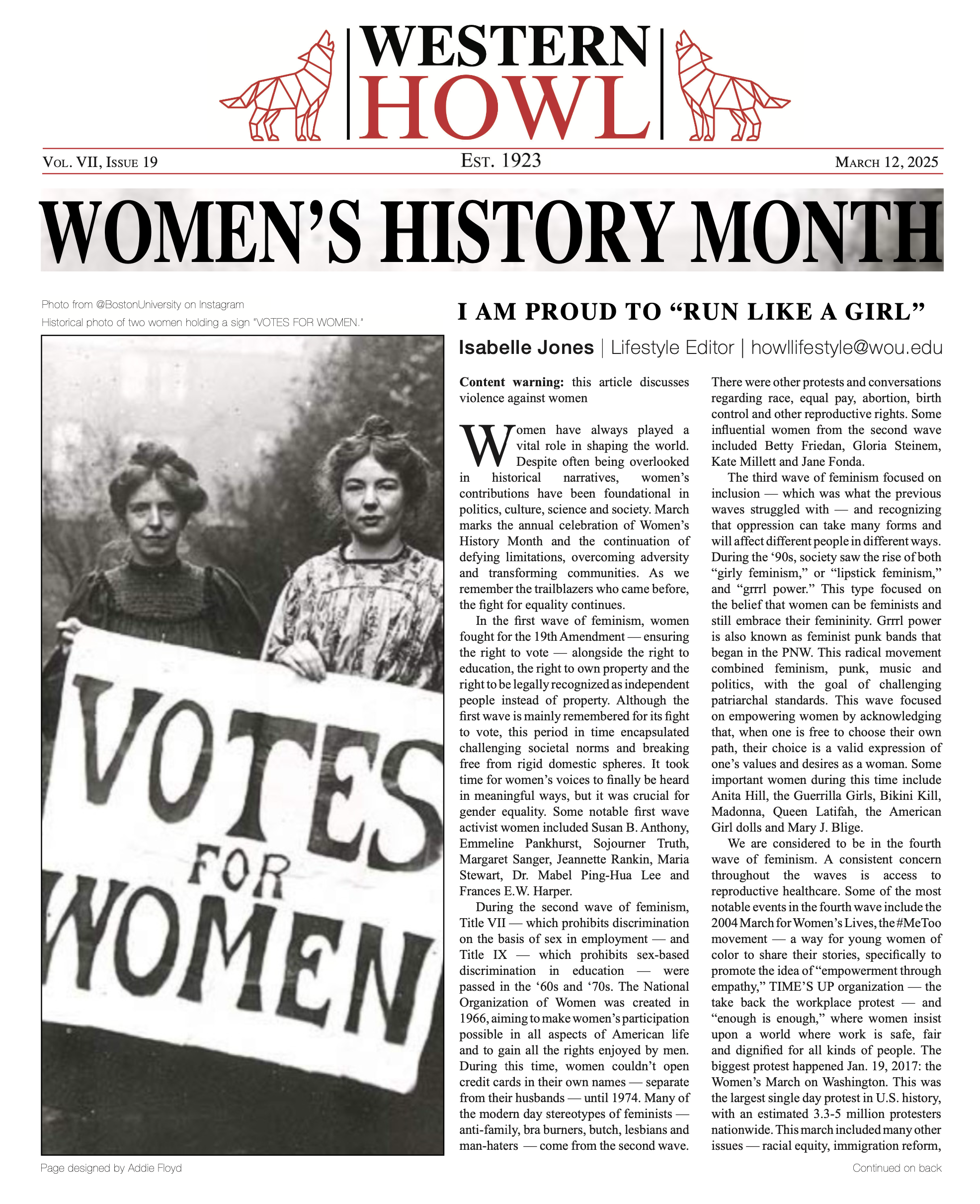 Western Howl Vol. VII, Issue 19 - March 12, 2025